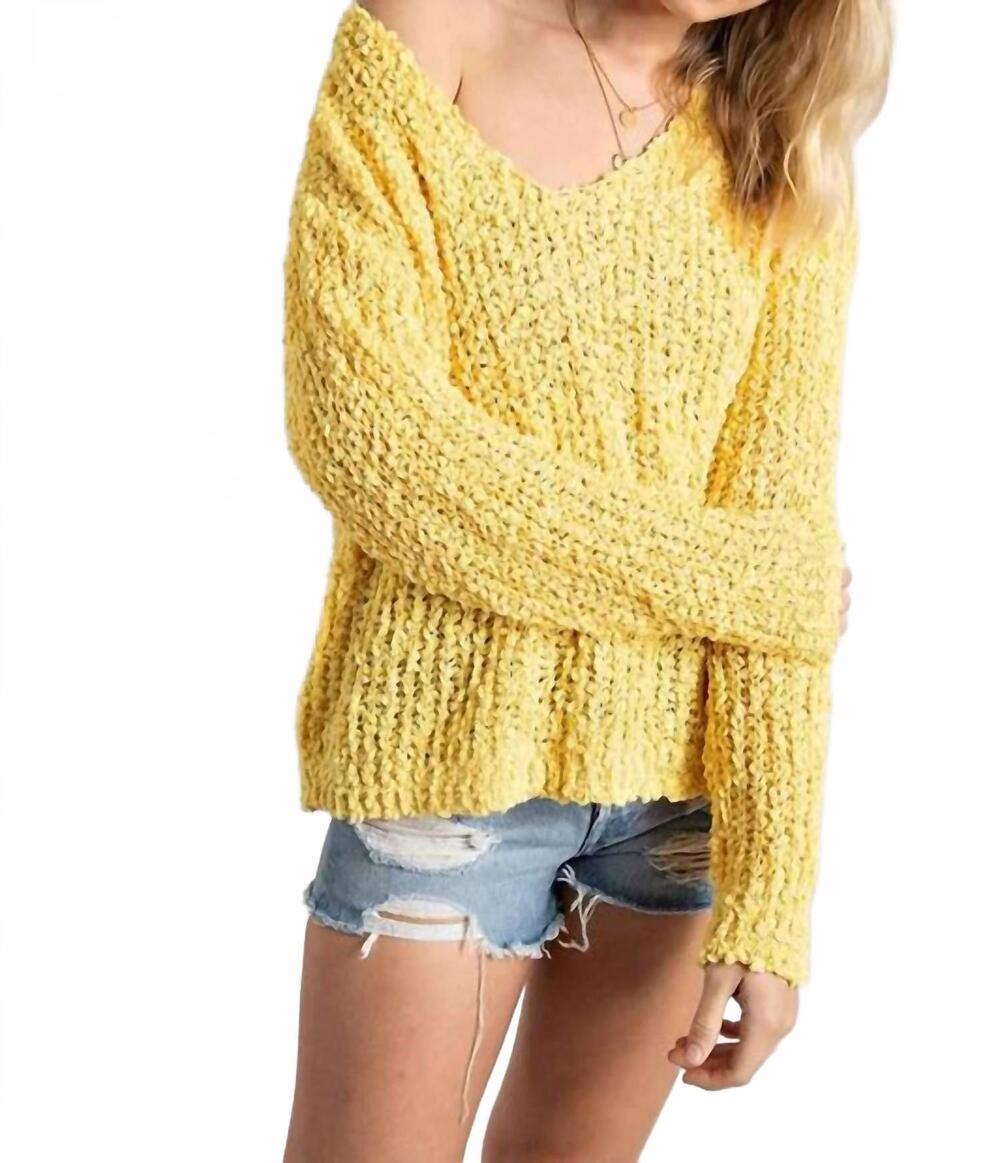 NEW SWEET GENERIS loose popcorn knit pullover in yellow